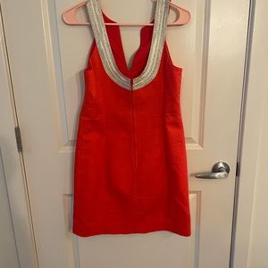 Very elegant red Lilly Pulitzer dress with gold embellishment. Worn one time